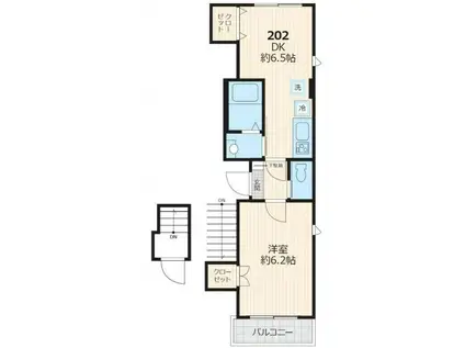 カーサイティーリエイルミーチョ(1DK/2階)の間取り写真