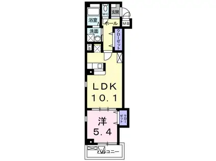 アバンシェル住吉橋(1LDK/4階)の間取り写真