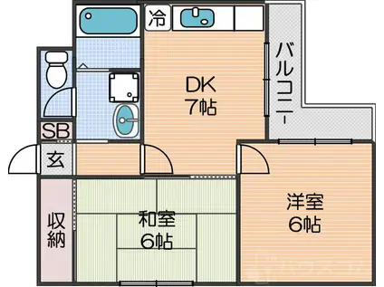 アビデ上住吉(2DK/3階)の間取り写真