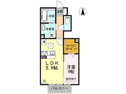 レジデンスかかみ野(1LDK/1階)の間取り写真