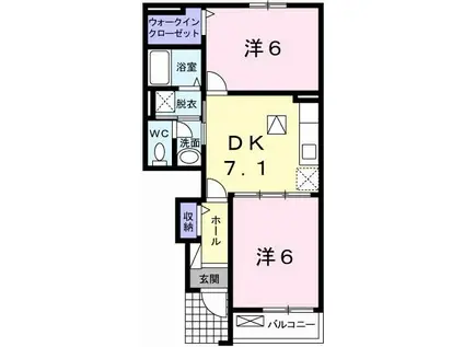 アート・ハウス 弐番館(2DK/1階)の間取り写真