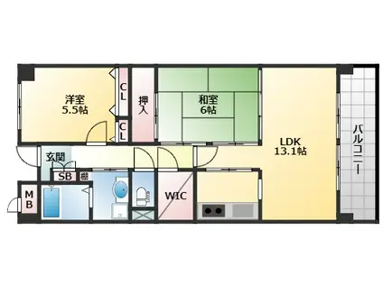 エクセレント(2LDK/1階)の間取り写真