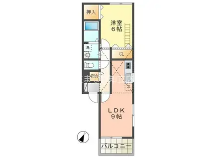 ブランカハウス(1LDK/2階)の間取り写真