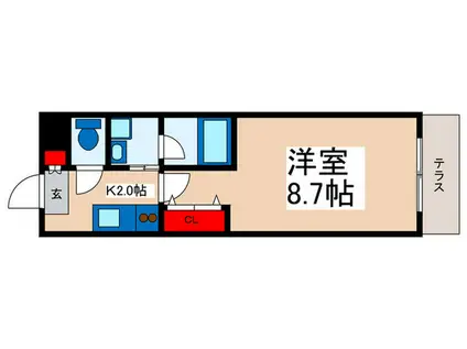 プライムコート舞浜(1K/1階)の間取り写真