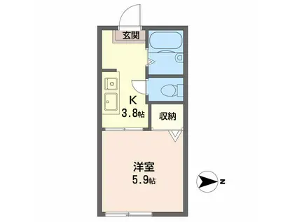 グリーンハイツA(1K/2階)の間取り写真