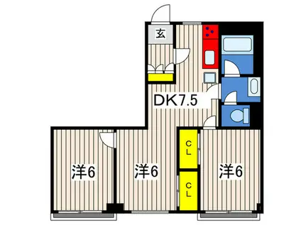 横浜・山下町共同ビル(3DK/8階)の間取り写真