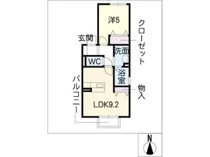 地下鉄鶴舞線 原駅(愛知) 徒歩10分 2階建 築19年(1LDK/1階)の間取り写真