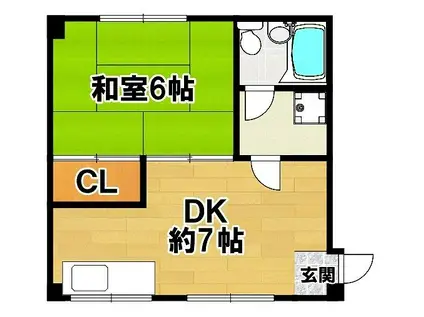 杉本マンション(1DK/4階)の間取り写真