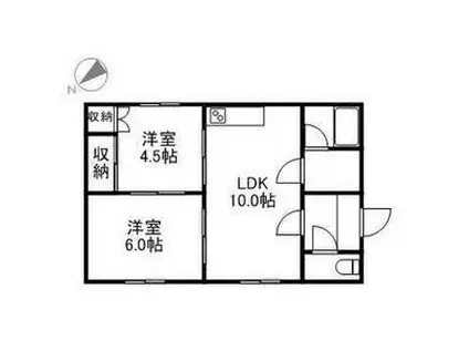 メゾンナオミ(2LDK/1階)の間取り写真