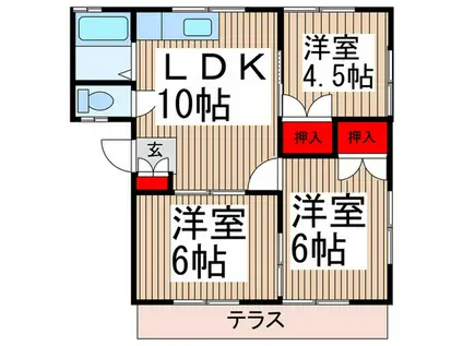 コーポラスMINEII(3LDK/1階)の間取り写真