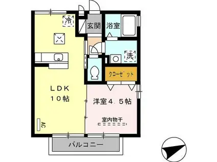 メゾン・ド・サンシャイン(1LDK/1階)の間取り写真
