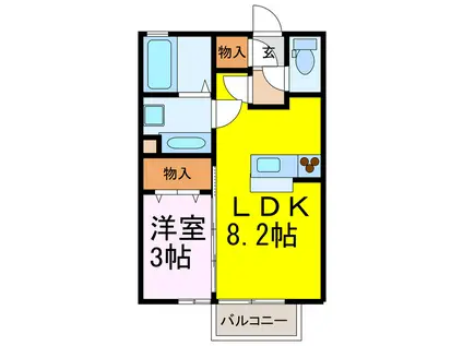サンセールC・D(1LDK/2階)の間取り写真
