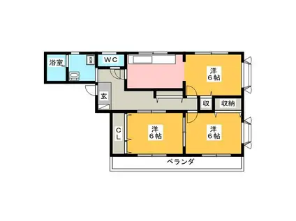 グランドシー(2LDK/2階)の間取り写真