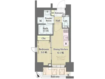 イプセ四谷(1DK/4階)の間取り写真