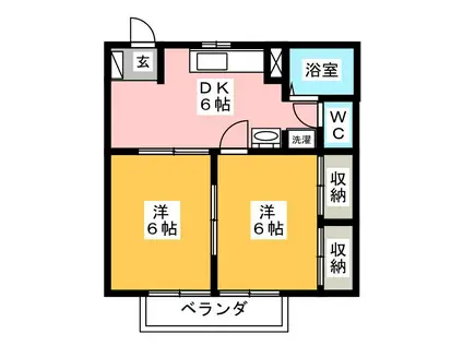 ロイヤルNISHIKI(2DK/2階)の間取り写真