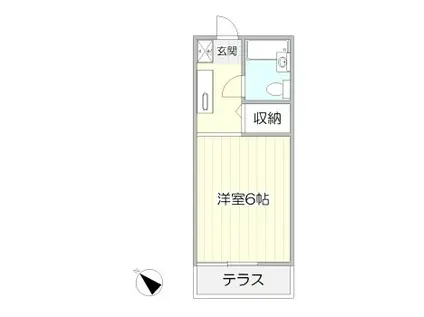 パークサイドB棟(1K/1階)の間取り写真