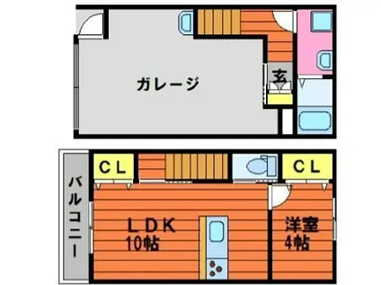 NEXT GARAGE南畝(1LDK/1階)の間取り写真