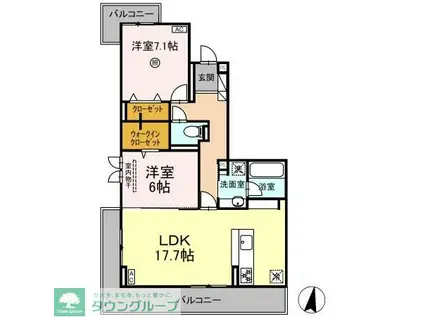 SINFARIA六本松(2LDK/2階)の間取り写真