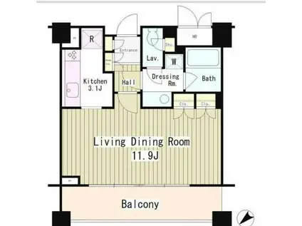 パークオアシス赤坂丹後坂(1K/4階)の間取り写真