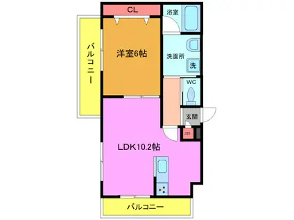 グランベル津田沼(1LDK/1階)の間取り写真