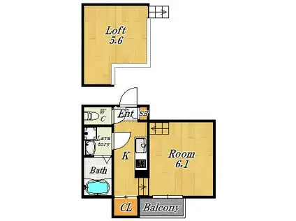 クレール鶴見(1K/2階)の間取り写真