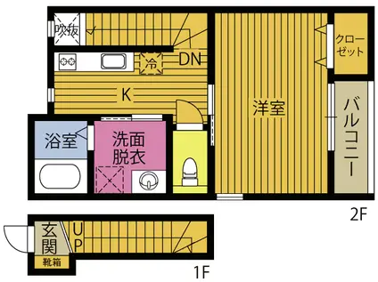 ルシャノワール大洲浜(1K/2階)の間取り写真