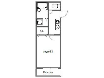 ウォルナッツ船橋本町(1K/2階)の間取り写真