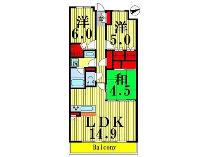 ブリリア草加グランスイート(3LDK/6階)の間取り写真