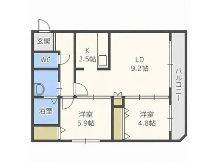エクセレント(2LDK/4階)の間取り写真