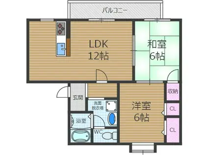 カラスキ館(2LDK/1階)の間取り写真