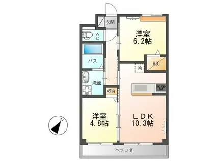 シェエラザード(2LDK/2階)の間取り写真