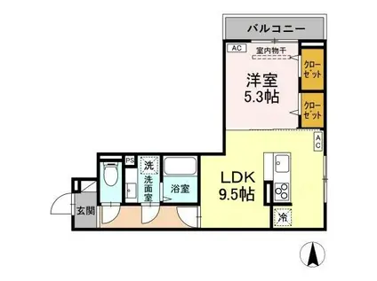 ディールーム元横山町2丁目(1LDK/3階)の間取り写真