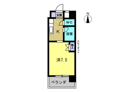 フローラルハイツ(1K/4階)の間取り写真