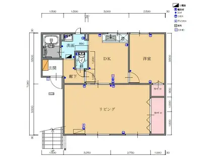 アメニティ河辺 B棟(2LDK/2階)の間取り写真