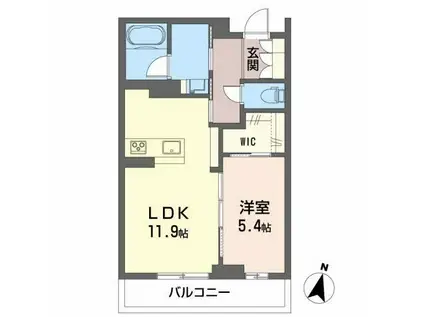 グローレン柏木(1LDK/2階)の間取り写真