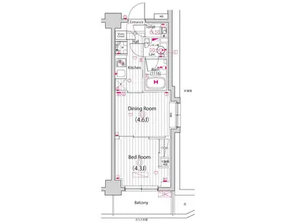 ガーラ・プレシャス新小岩(1DK/9階)の間取り写真