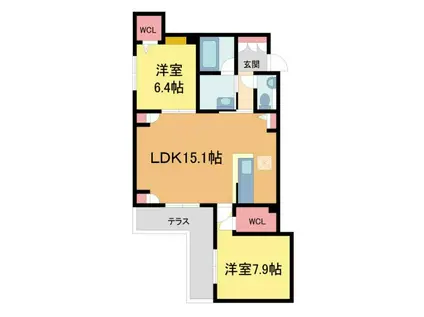 ベル エ ロンプラージュ(2LDK/1階)の間取り写真