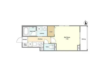 ESPACE等々力(1K/3階)の間取り写真