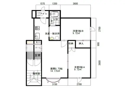 ファインライフ山手(2LDK/1階)の間取り写真