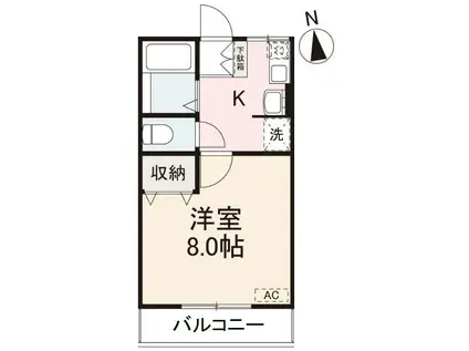 グレイスヒルズⅠ番館・Ⅱ番館(1K/1階)の間取り写真