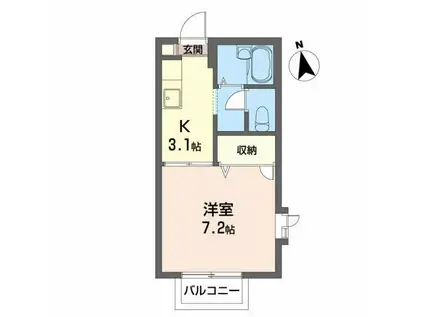 ぱすてるはうすR(1K/2階)の間取り写真