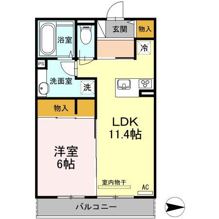 セジュールASAMI(1LDK/3階)の間取り写真