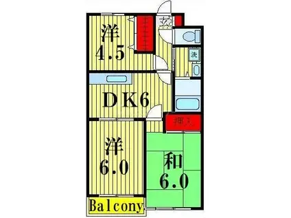 グランベールヨシダ(3DK/2階)の間取り写真