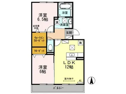 ドゥルミエール(2LDK/1階)の間取り写真
