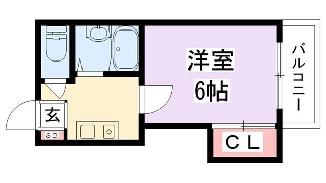 スタジオM(1K/4階)の間取り写真