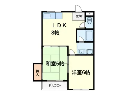 フレグランスハイツ大畑町(2LDK/3階)の間取り写真