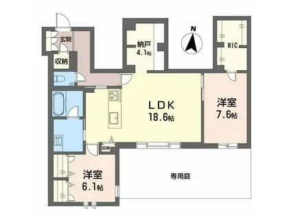 ジョフリエル(2LDK/1階)の間取り写真