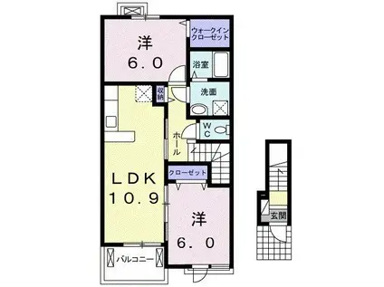 ヴァンベール(2LDK/2階)の間取り写真