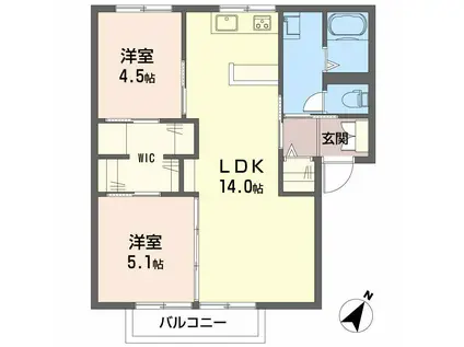 フレグランス天応 C棟(2LDK/2階)の間取り写真