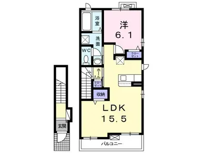 ルタン郷前A(1LDK/2階)の間取り写真